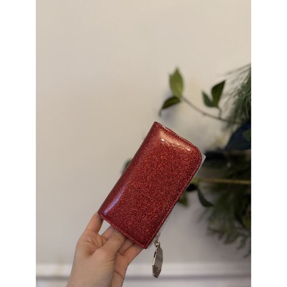 KATE SPADE Detour Stop Sign Glitter Patent Leather Small Slim Bifold Wallet NWT - Picture 4 of 6